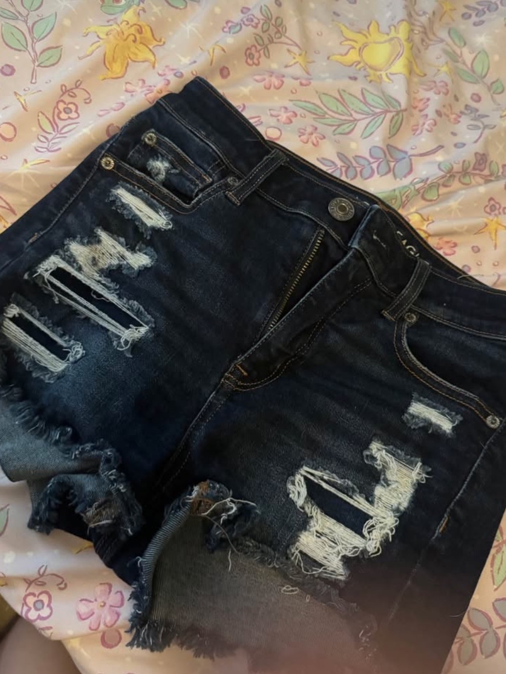 American Eagle Dark Blue Hi-Rise Shortie Shorts